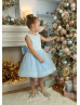 Sky Blue Dotted Sparkly Flower Girl Dress